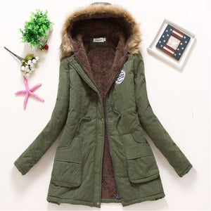 SYDanne Women Winter Warm Coat Female Autumn Hooded Cotton Fur Plus Size Basic Jacket