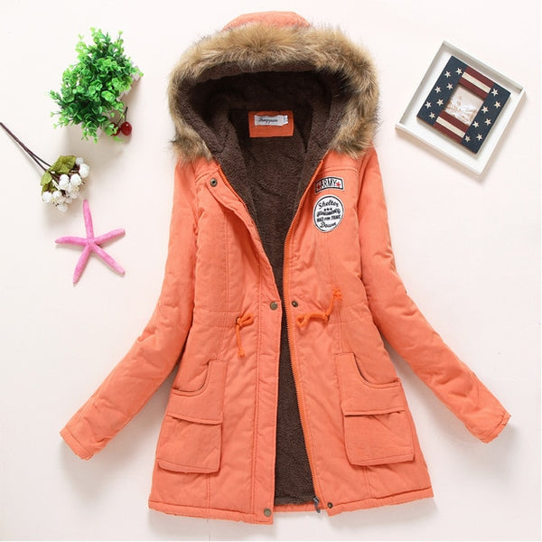 SYDanne Women Winter Warm Coat Female Autumn Hooded Cotton Fur Plus Size Basic Jacket