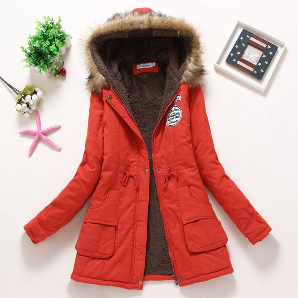 SYDanne Women Winter Warm Coat Female Autumn Hooded Cotton Fur Plus Size Basic Jacket