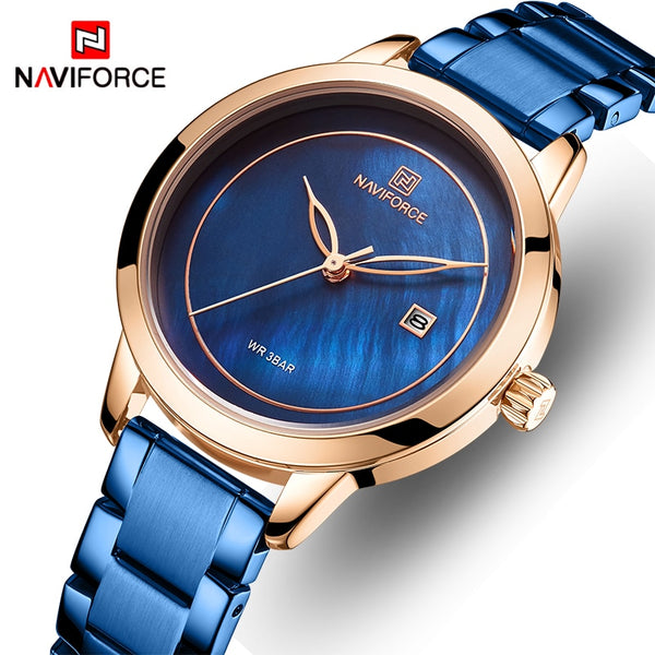 NAVIFORCE Women Watch Stainless Steel Lady Wristwatch Fashion Waterproof Ladies