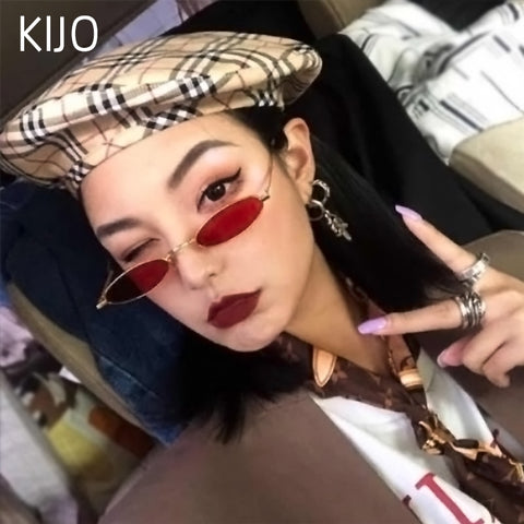 Retro Small Oval Sunglasses Women Female Vintage Hip Hop Balck Glasses