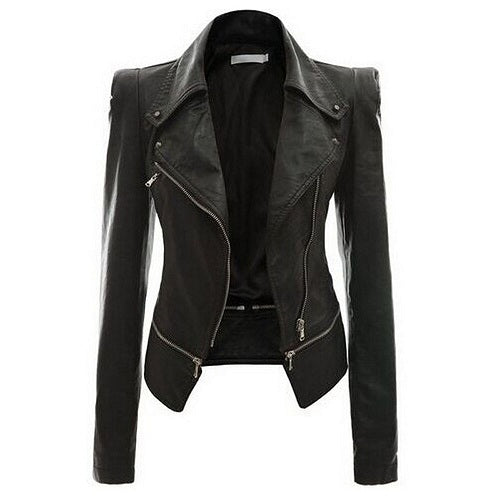 Punk faux leather jacket women motorcycle jackets 2019 autumn bomber black PU coat streetwear fashion plus size Winter Outerwear