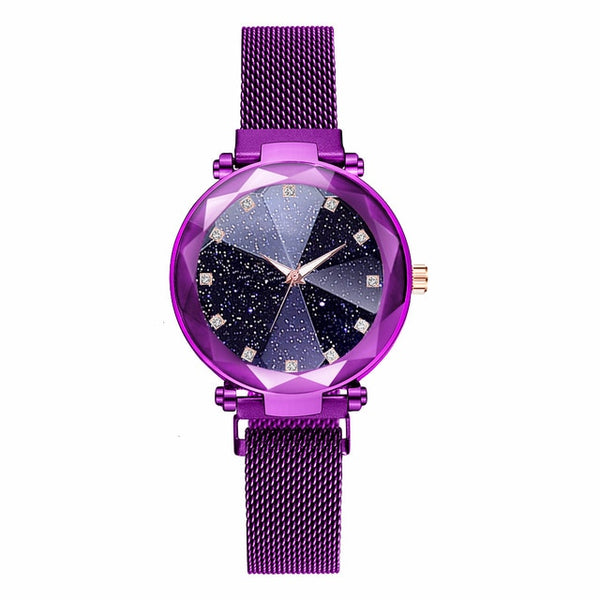 Women Magnet Buckle Starry Sky Big Square Diamond Watch Luxury Ladies Geometric Surface Quartz Watch Gift Clock Relogio Feminino