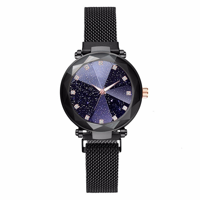 Women Magnet Buckle Starry Sky Big Square Diamond Watch Luxury Ladies Geometric Surface Quartz Watch Gift Clock Relogio Feminino