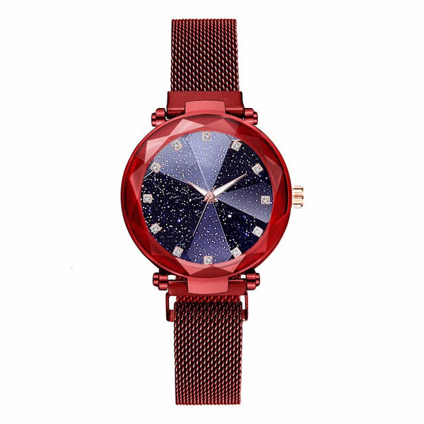 Women Magnet Buckle Starry Sky Big Square Diamond Watch Luxury Ladies Geometric Surface Quartz Watch Gift Clock Relogio Feminino