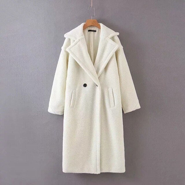 Teddy Lazy Bear Long Coat Women Winter Overcoat Plus Size Fleece Jacket Coat Khaki