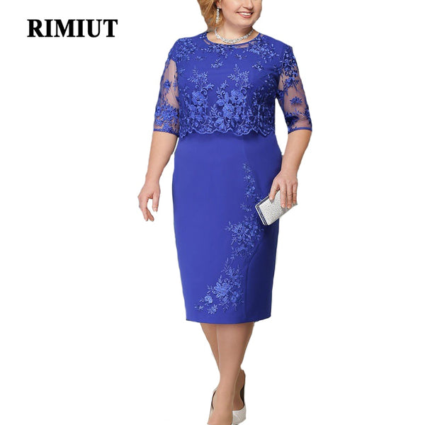 Rimiut 5XL 6XL Women Summer Autumn Big Size Dress Elegant Lace